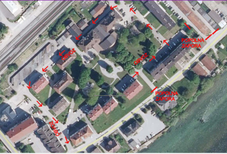 Zemljevid zapore kanalizacije na Stavbah